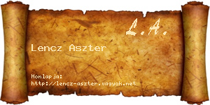 Lencz Aszter névjegykártya